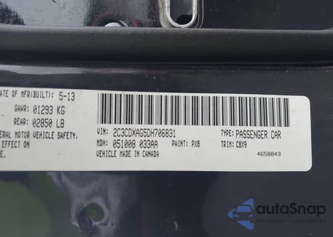 2013 Dodge Charger Police из США, поврежденный, VIN 2C3CDXAG5DH706831